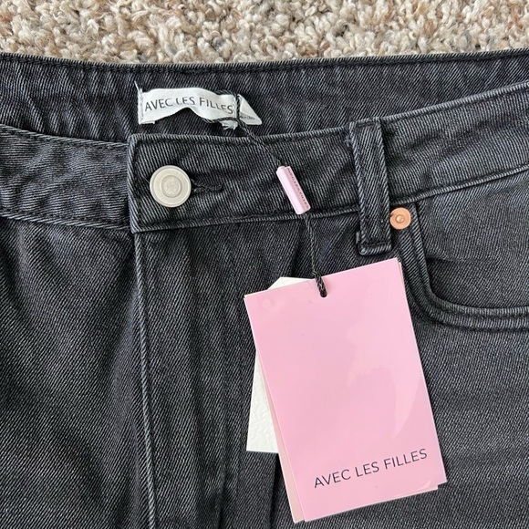 Avec Les Filles Black Distressed Mom Jeans High Rise - Picture 3 of 5